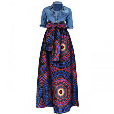 Falda Larga de Algodón 100% con Estampado Batik Africano para Mujer - Image 7