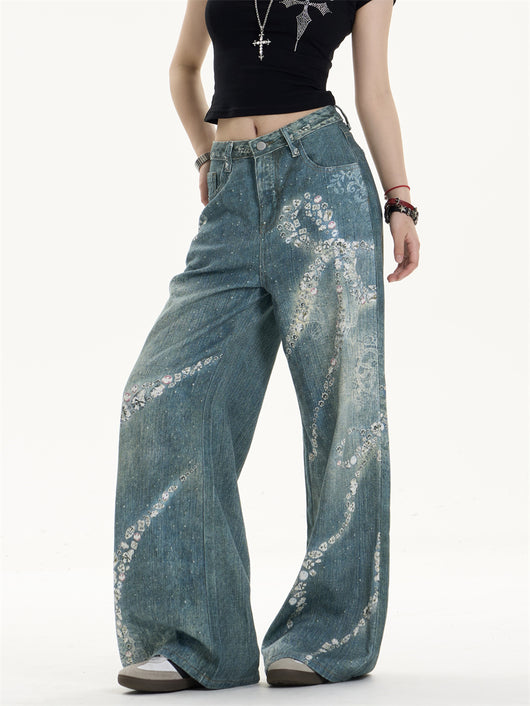 Pantalones Jeans Anchos con Estampado de Moño - Image 9