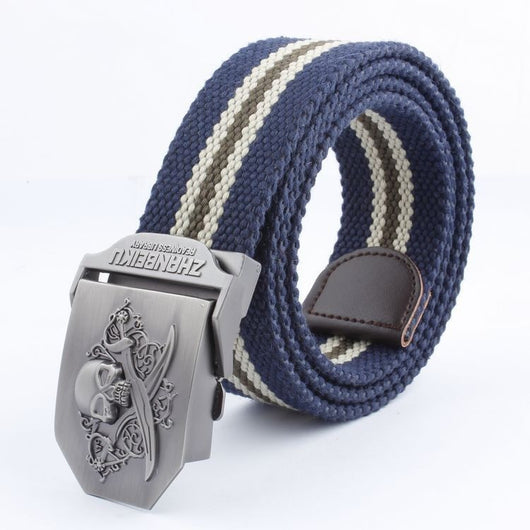 Cinturón Canvas con Hebilla Doble Calavera - Estilo Casual Versátil - Image 25