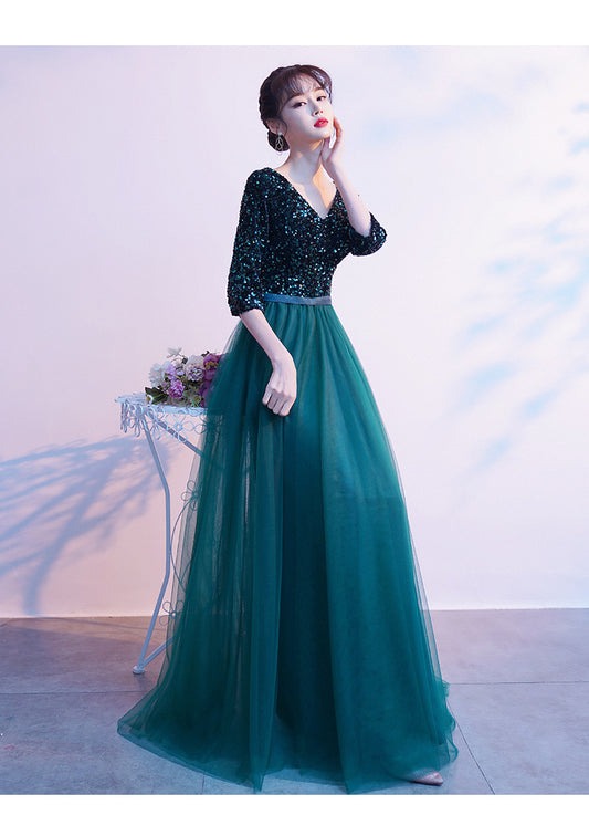 Vestido de Noche Largo Elegante en Tul Transparente - Image 2