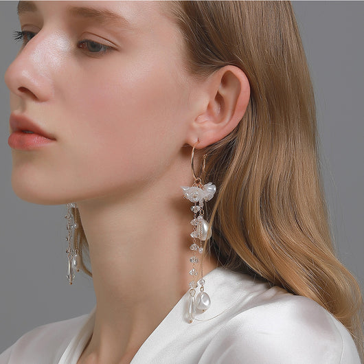 Aretes de Plata 925 Flor con Perla Estilo Coreano - Image 8