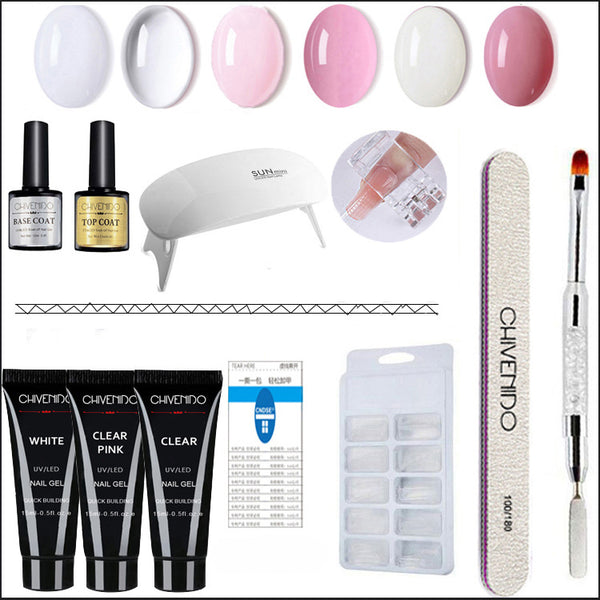 Kit de 14 Geles de Extensión de Uñas UV Transparentes para Nail Art Profesional