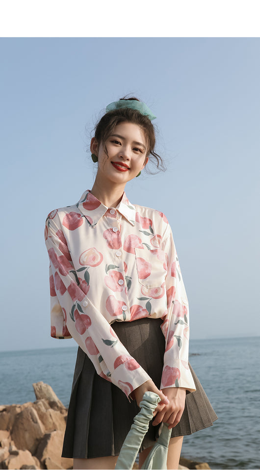 Blusa Retro Estilo Hong Kong con Flores - Manga Larga en Chifón - Image 4