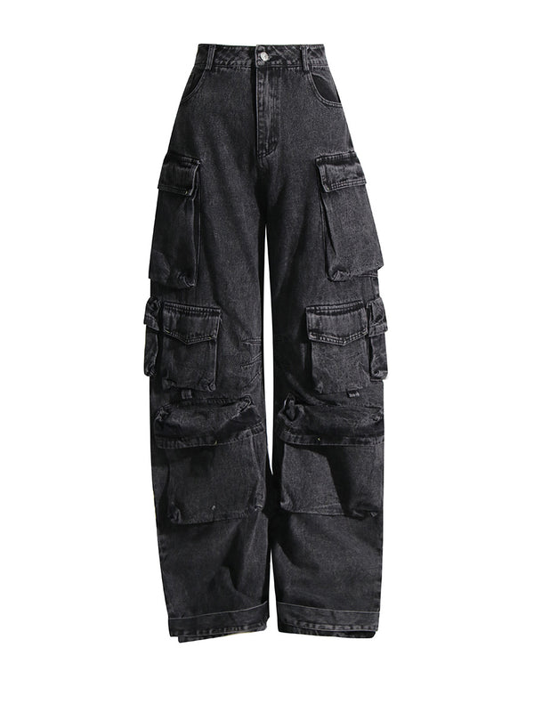 Pantalón Cargo Multibolsillo con Costuras Desgastadas