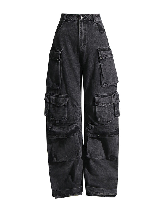 Pantalón Cargo Multibolsillo con Costuras Desgastadas