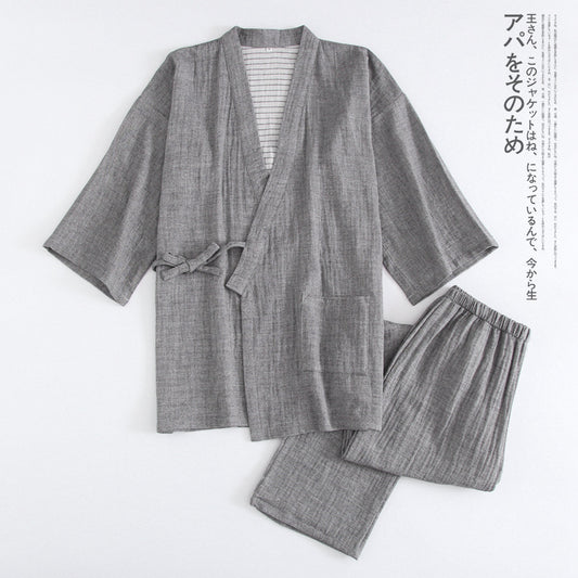 Pijama Kimono de Algodón Tejido Doble Gasa Lavado