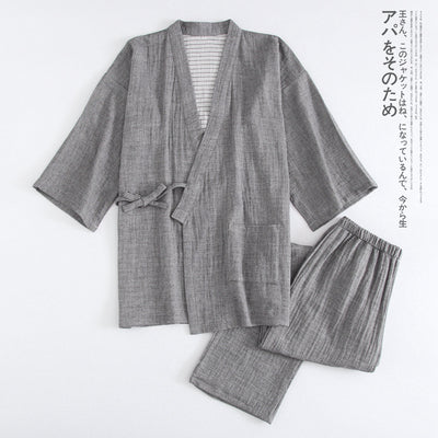 Pijama Kimono de Algodón Tejido Doble Gasa Lavado