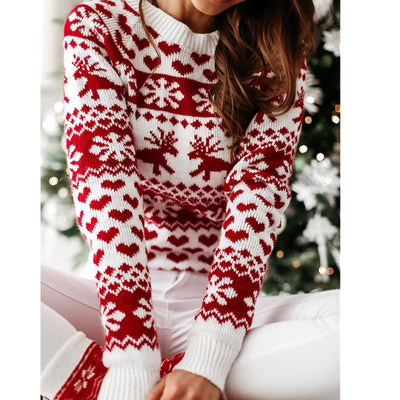 Suéter Navideño Tejido para Mujer con Estampado de Reno y Copo de Nieve - Image 7