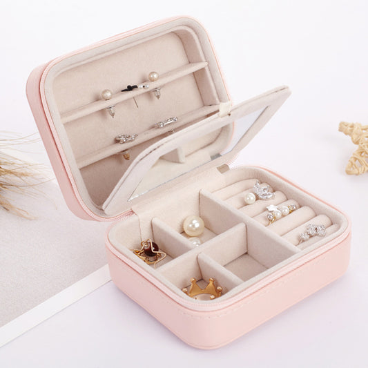 Organizador de Joyas Portátil con Compartimentos y Cierre - Caja de Viaje para Anillos y Aretes