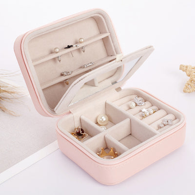 Organizador de Joyas Portátil con Compartimentos y Cierre - Caja de Viaje para Anillos y Aretes