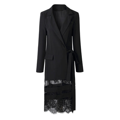 Vestido Falda Negra Patchwork con Encaje Largo - Image 15