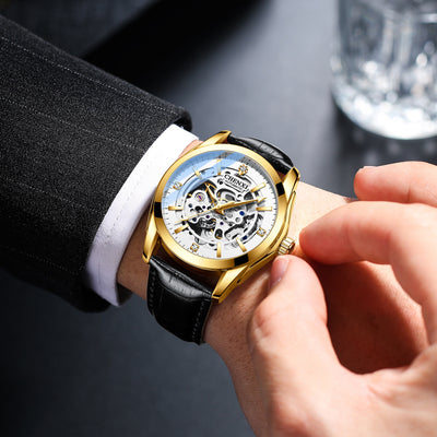 Reloj Automático para Hombre con Correa de Cuero, Esfera Hueca y Luminoso - Image 14
