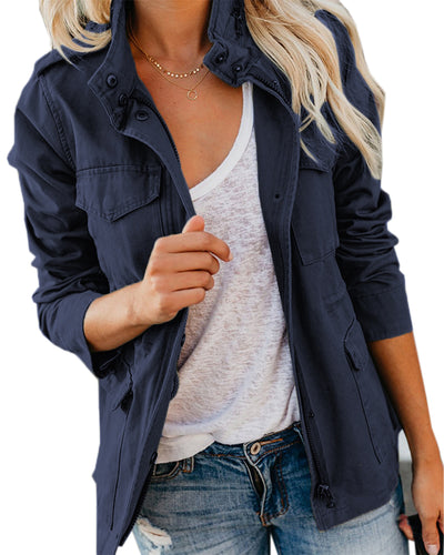 Chaqueta Casual para Mujer con Solapa y Cierre de Cremallera - Image 11