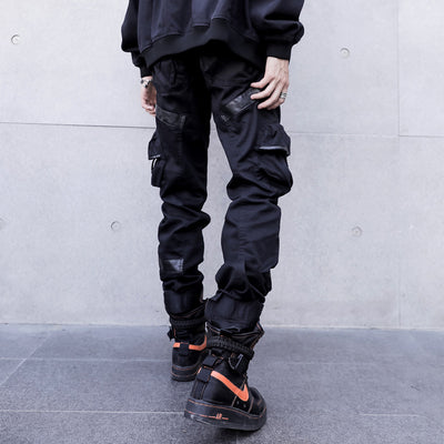 Pantalones de Trabajo Casual Hip Hop Four Seasons con Bolsillos y Cierre Velcro - Corte Holgado Coreano para Hombre - Image 4