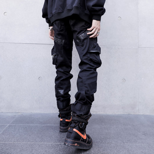 Pantalones de Trabajo Casual Hip Hop Four Seasons con Bolsillos y Cierre Velcro - Corte Holgado Coreano para Hombre - Image 4