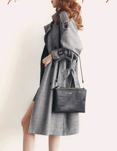 Cortavientos Cuadriculado Largo Mujer Estilo Coreano Otoño - Image 7