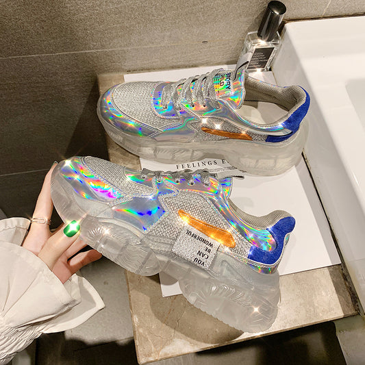 Tenis Deportivos Plataforma Jelly con Cristales de Colores