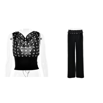 Blusa Crop Top Chiffon con Lunares y Espalda Descubierta - Top Casual Verano - Image 14