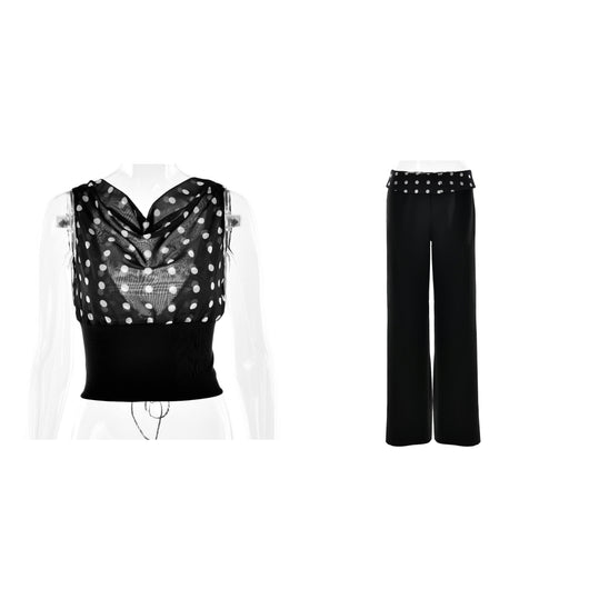 Blusa Crop Top Chiffon con Lunares y Espalda Descubierta - Top Casual Verano - Image 14