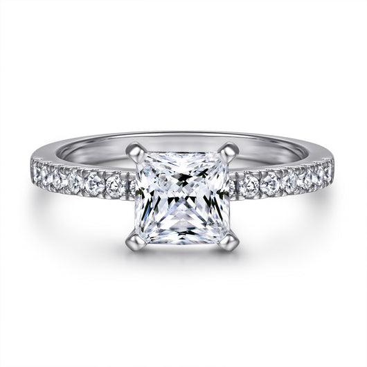 Anillo de Pareja en Plata 925 con Diamante Princess - Diseño Minimalista Dos en Uno - Image 8