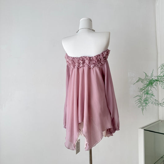 Blusa Floral 3D Hombros Descubiertos en Gasa - Elegancia Minimalista - Image 2