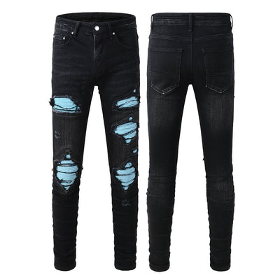 Jeans Rotos de Pana con Parches Estilo Urbano para Hombre - Image 2
