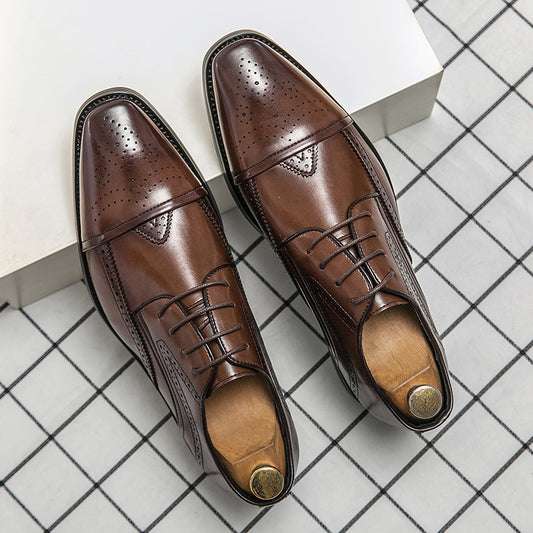 Zapatos de Cuero Clásico Estilo Británico Talla Grande - Cordones Bajos
