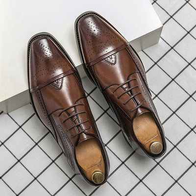 Zapatos de Cuero Clásico Estilo Británico Talla Grande - Cordones Bajos