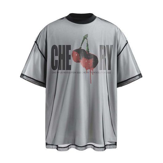 Camiseta Hombre Estampado Cereza Diseño Letras - Doble Capa Manga Corta - Image 7