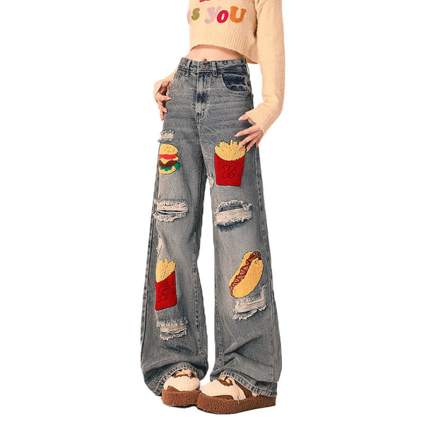 Pantalones Vaqueros Rotos Oversized de Pierna Recta Ancha para Mujer - Image 6