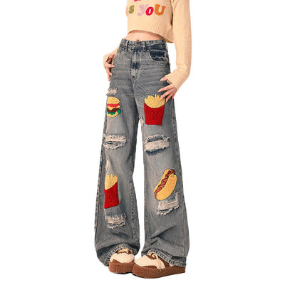 Pantalones Vaqueros Rotos Oversized de Pierna Recta Ancha para Mujer - Image 6