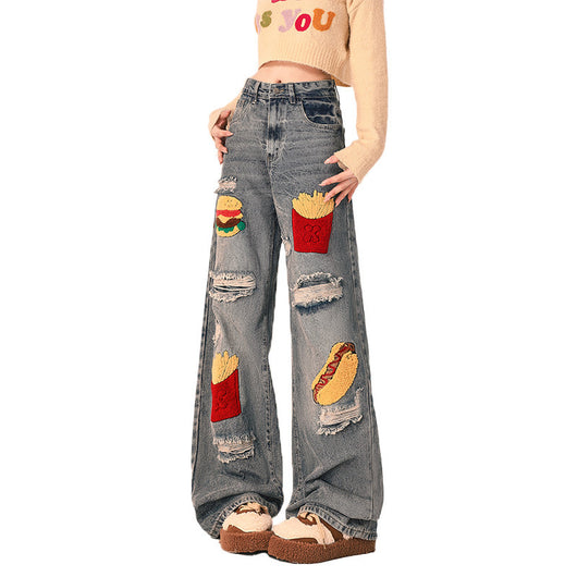 Pantalones Vaqueros Rotos Oversized de Pierna Recta Ancha para Mujer - Image 6