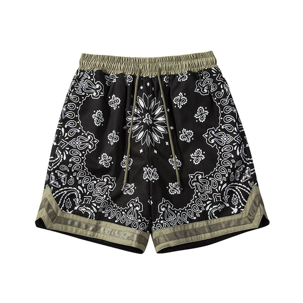 Shorts Hip-hop Militar con Empalmes y Corte Bajo para Hombre