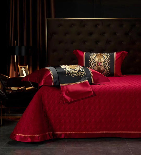 Juego de Cama Completo 4 Piezas Algodón Seda con Bordado