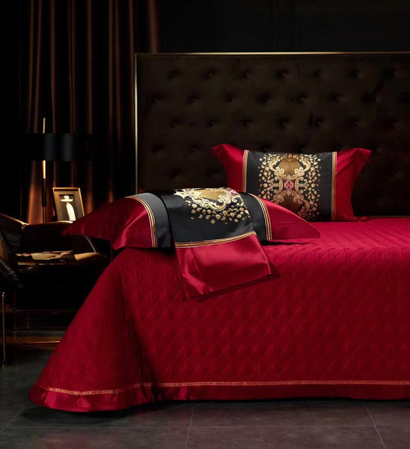 Juego de Cama Completo 4 Piezas Algodón Seda con Bordado