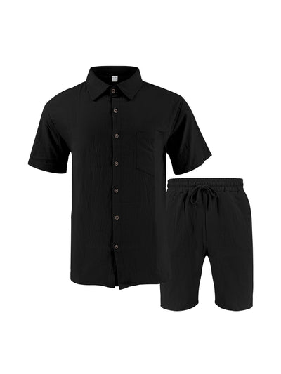 Camisa de Lino Transpirable Manga Corta para Playa - Image 25