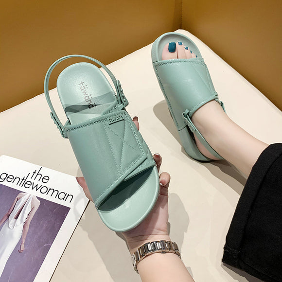 Sandalias Casuales de PVC Color Sólido - Comodidad y Estilo