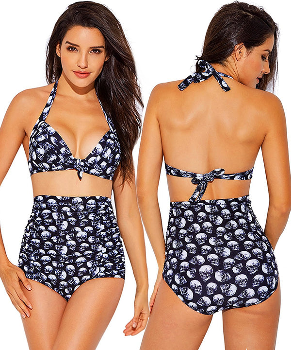 Bikini Dos Piezas con Estampado de Calaveras