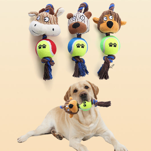 Juguete Interactivo para Perros con Cuerda y Pelota de Tenis Resistente