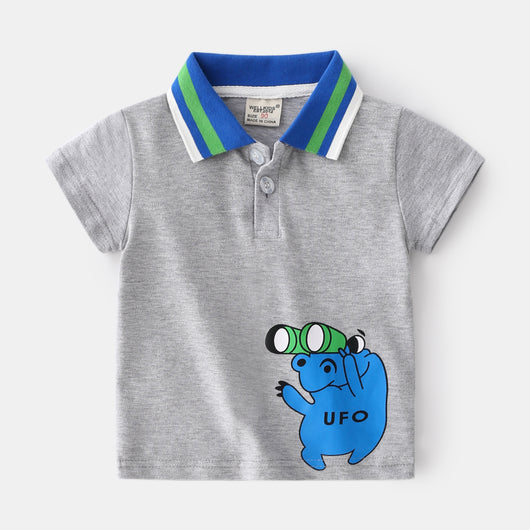 Playera Infantil con Estampado Cartoon y Cuello Solapa - Image 11