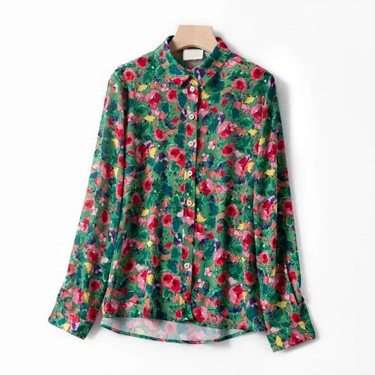 Camisa de Manga Larga con Solapa Pequeña