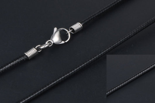 Collar Tejido de Lino Negro con Cuerda de Cera - Image 11