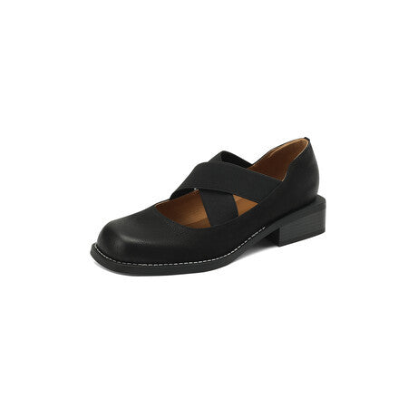 Zapatos Retro de Cuero Gamuza con Tacón Bajo y Elástico Ajustable - Image 6