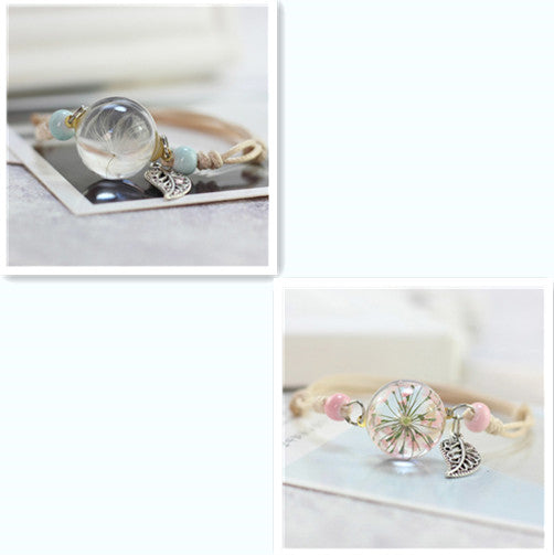 Pulsera Esfera de Cristal con Flores Secas - Diente de León y Estrellas - Image 17