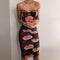 Vestido Slim Fit Escote Cuadrado con Estampado Fruncido para Mujer