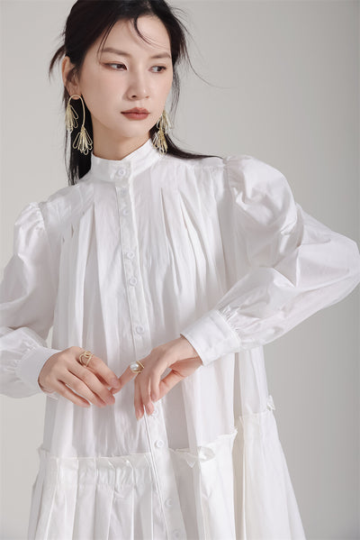 Vestido Camisero Plisado Manga Larga Diseño Exclusivo - Image 37