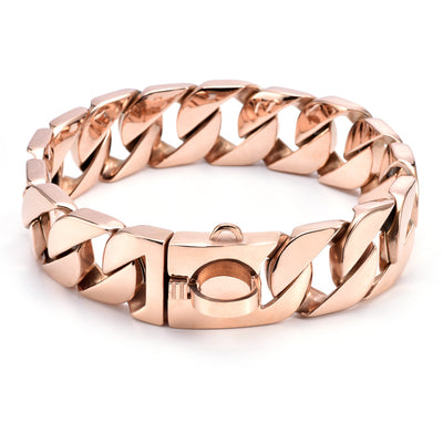 Correa para Perros Medianos y Grandes de Acero Inoxidable Dorado Rosa 32MM - Image 2