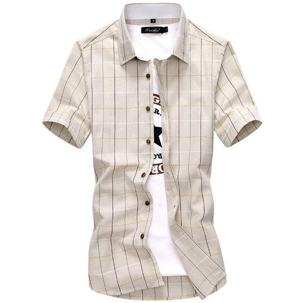 Camisas de Algodón para Hombre con Cuello Clásico y Manga Corta