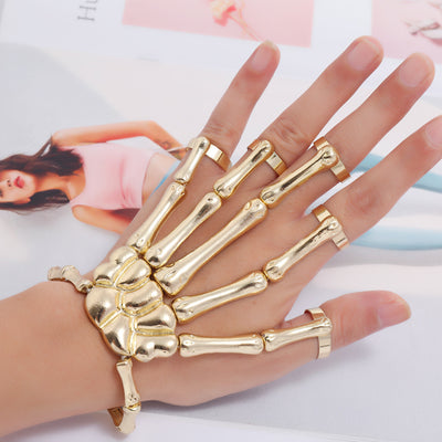 Pulsera Calavera Gótica Doble Dedo Metal Texturizado Punk - Image 9