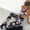 Pantalones de Yoga Estampado Lirio con Red Transparente y Detalles Sexy